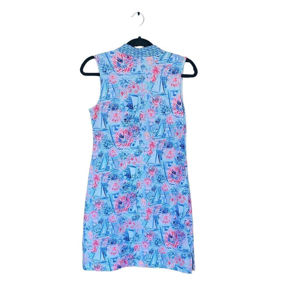 Lilly Pulitzer Womens Blue Tropical Print Sleeveless Larsen Shift Dress Size XS